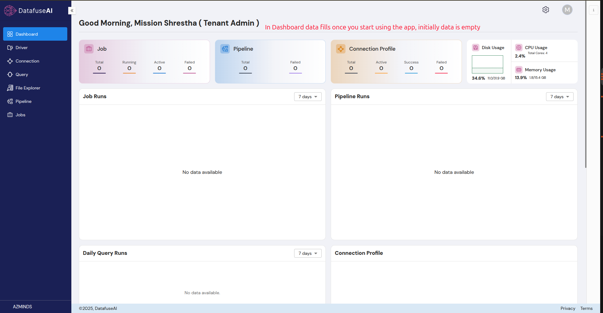 Dashboard Empty Page