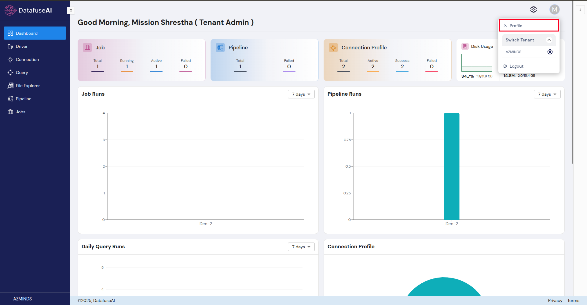 user profile navigation