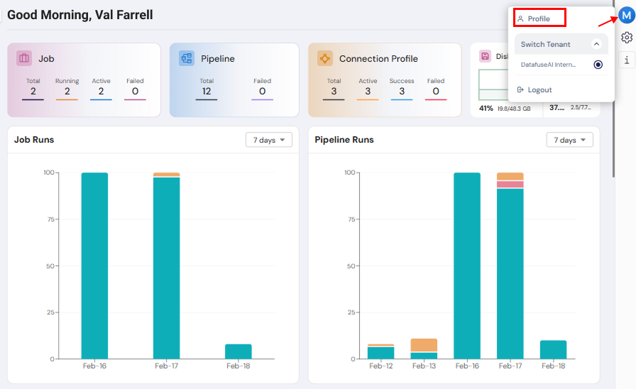 user profile navigation